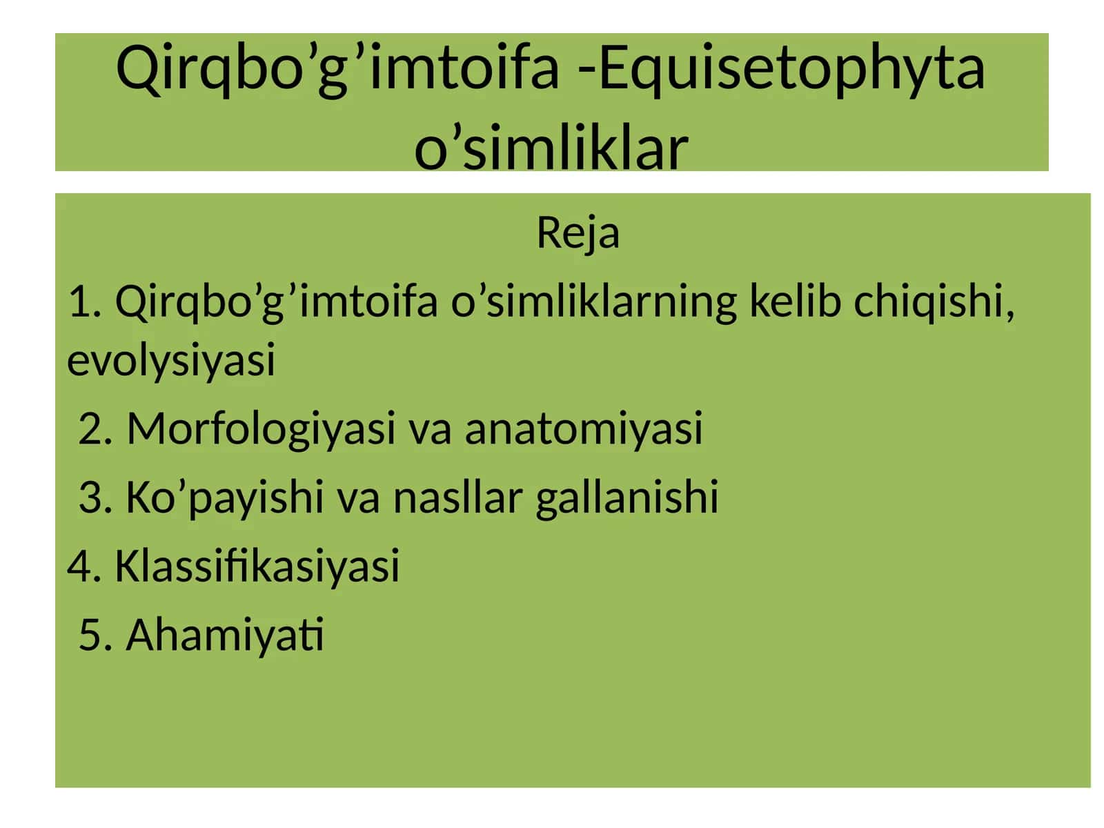 Qirqbo'g'imtoifa - Equisetophyta o’simliklar 1