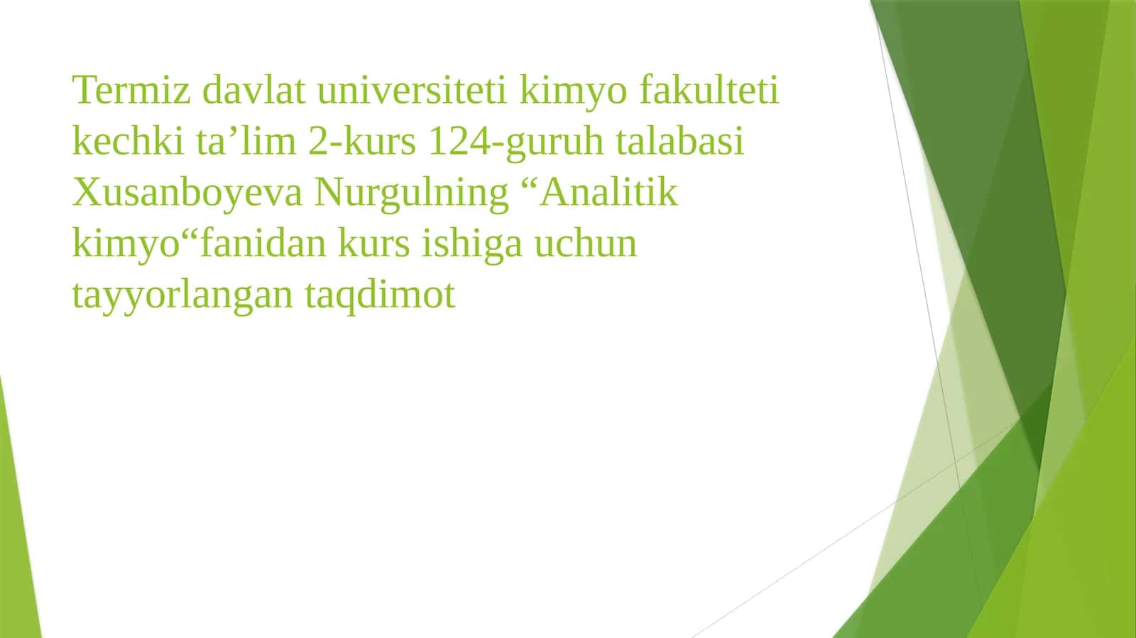 Analitik Kimyo fanidan kurs ishi 1
