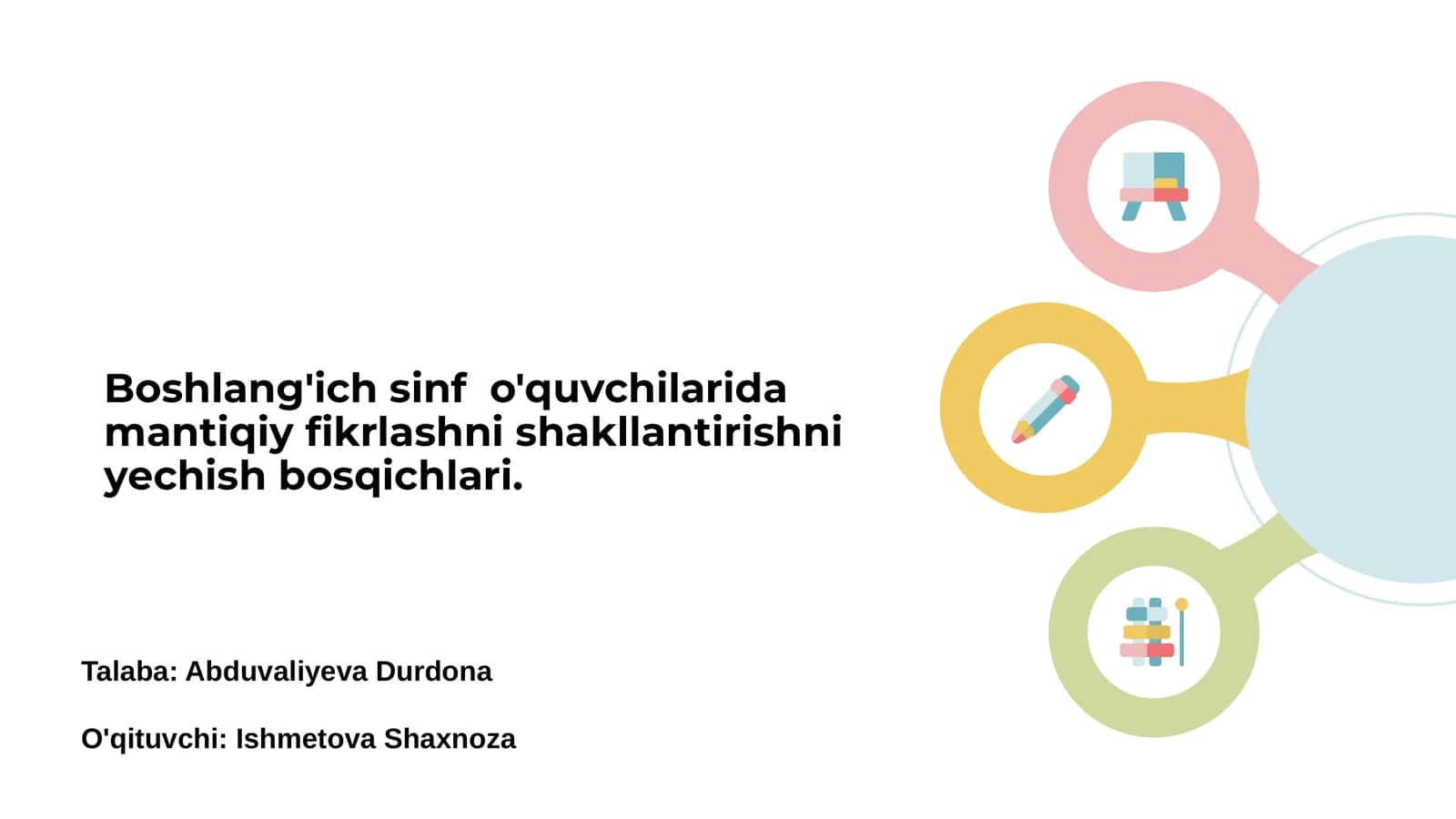 Boshlang'ich sinf o'quvchilarida mantiqiy fikrlashni yechish bosqichlari 1