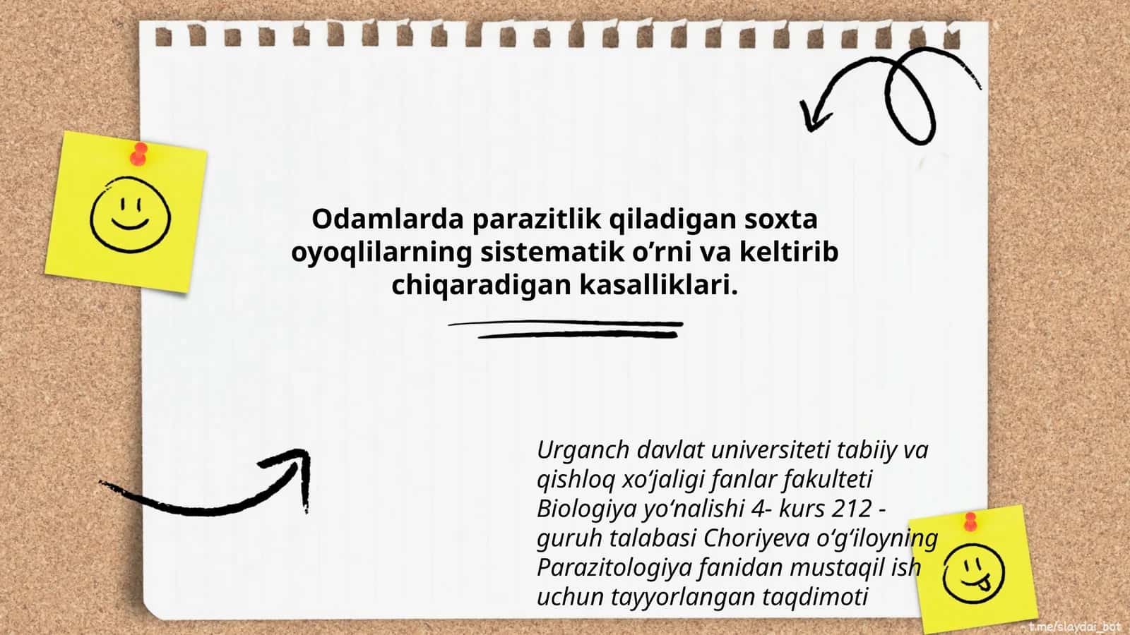 Parazitologiya fanidan mustaqil ish 1
