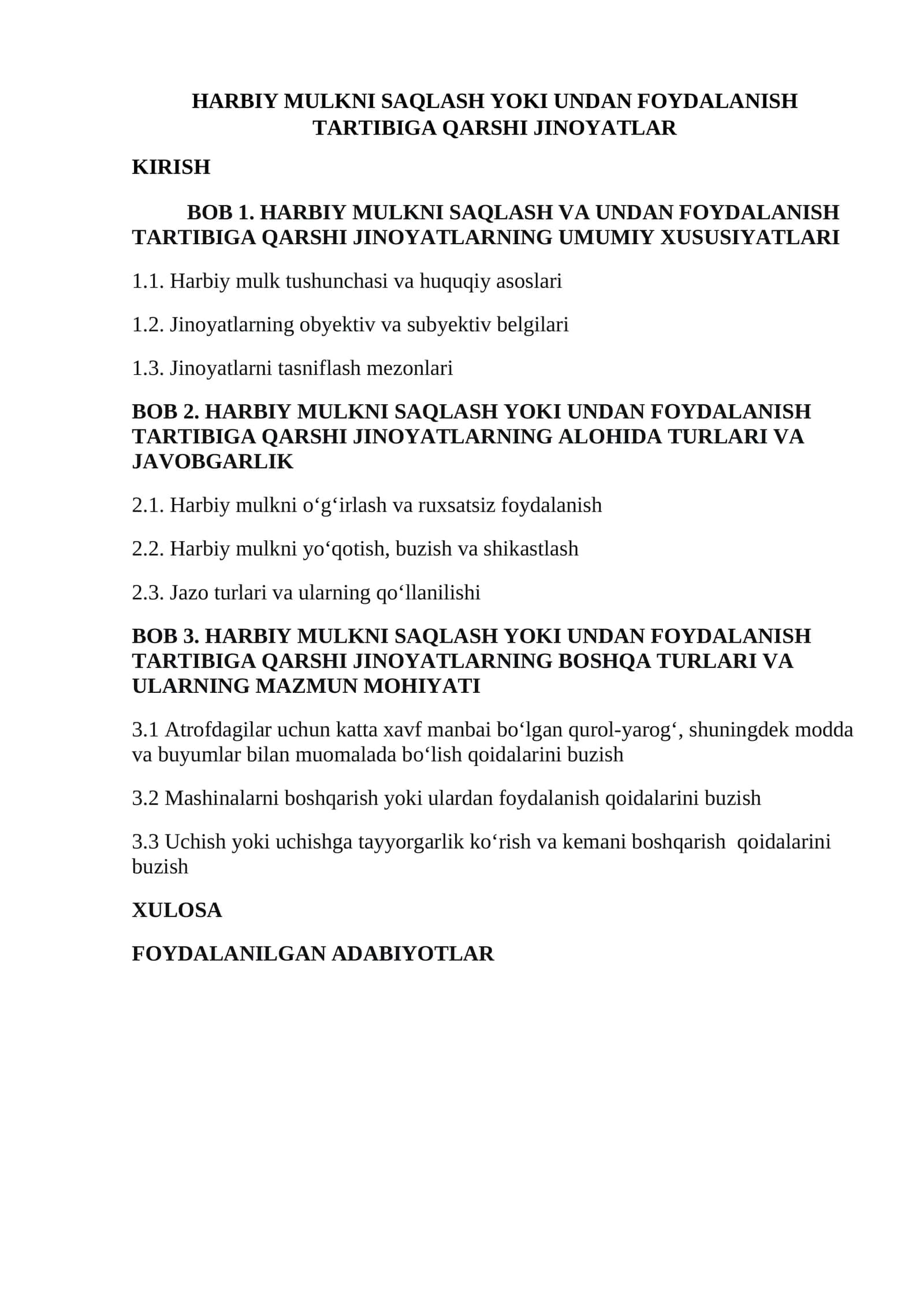 HARBIY MULKNI SAQLASH YOKI UNDAN FOYDALANISH TARTIBIGA QARSHI JINOYATLAR 1