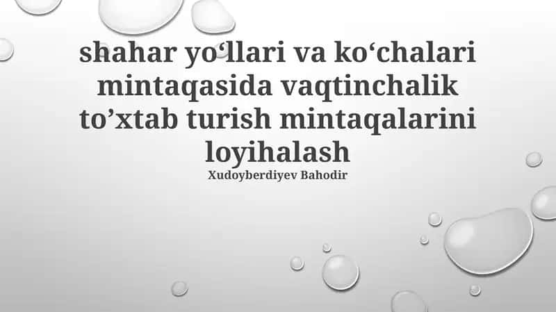 Shahar Ko'chalari va Yo'llarida Vaqtinchalik Avtoturargohlarni Joylashtirish 1