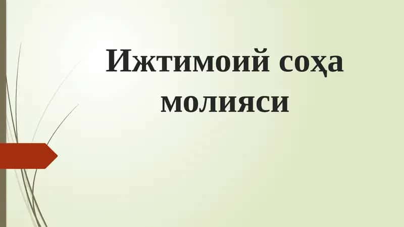 Ижтимоий соҳа молияси 1