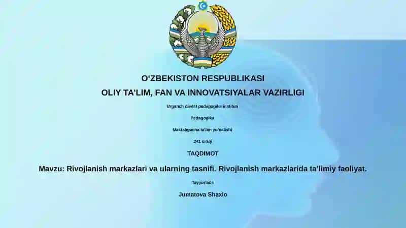 Rivojlanish markazlari va ularning tasnifi