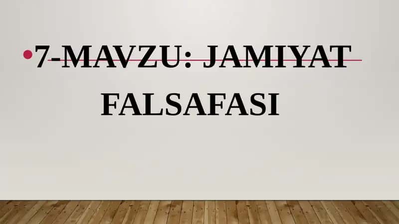 Jamiyat falsafasi 1