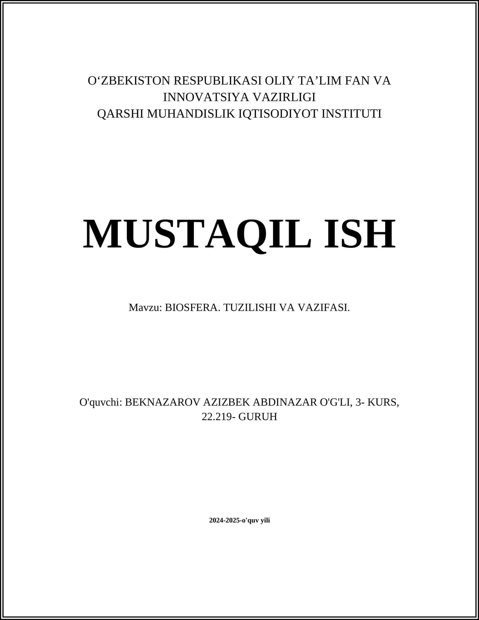 BIOSFERA. TUZILISHI VA VAZIFASI 1