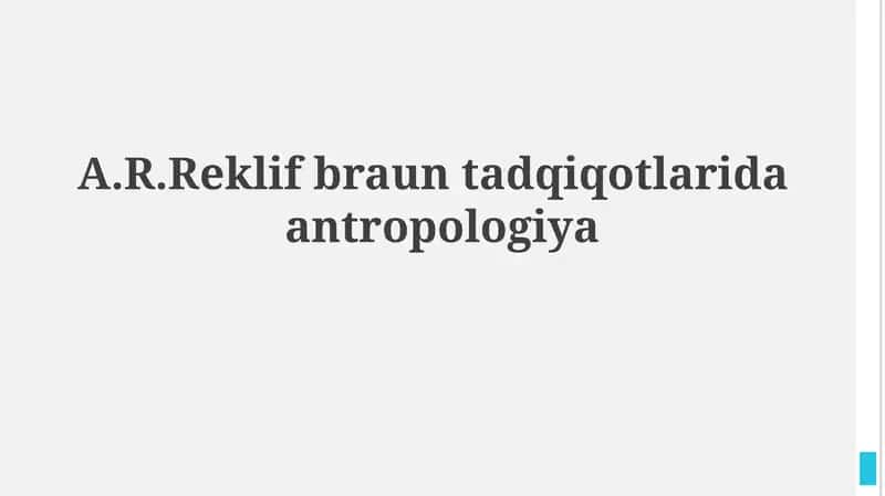 Radklif-Braun antropologiyasi 1