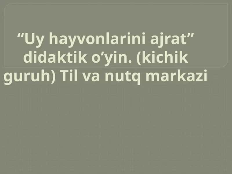 “Uy hayvonlarini ajrat” didaktik oʼyin. (kichik guruh) Til va nutq markazi 1