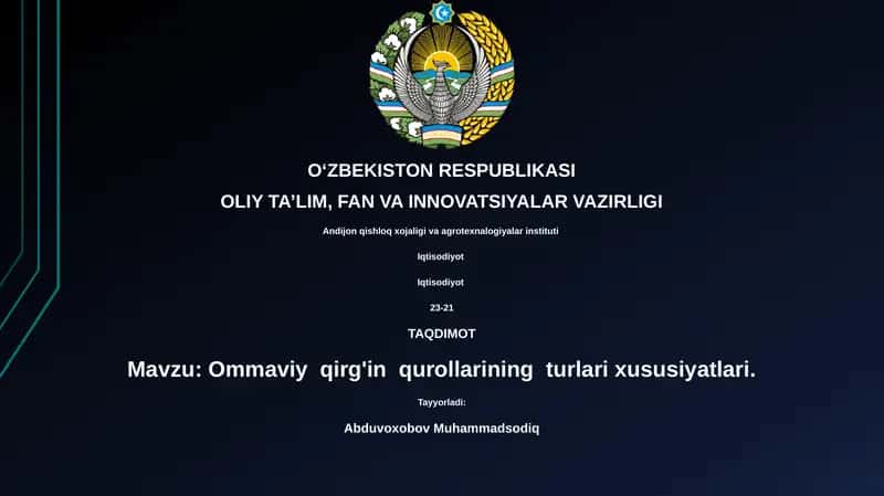 Ommaviy qirg'in qurollarining turlari xususiyatlari 1