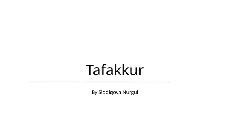 Tafakkur 1