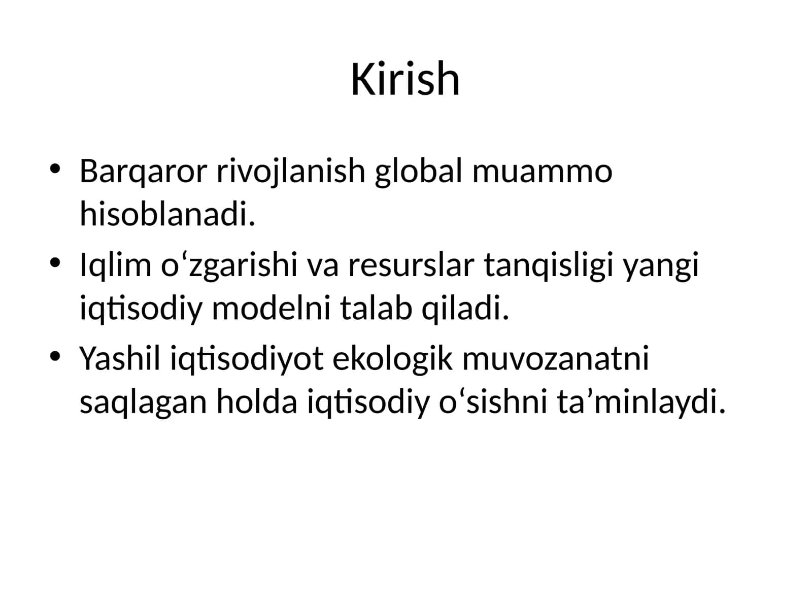 Yashil iqtisodiyot (Green Economy) 1