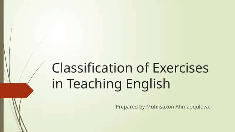 Classification of Exercises in Teaching English 1