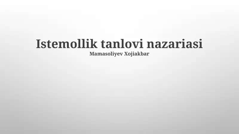 Istemollik tanlovi nazariasi 1