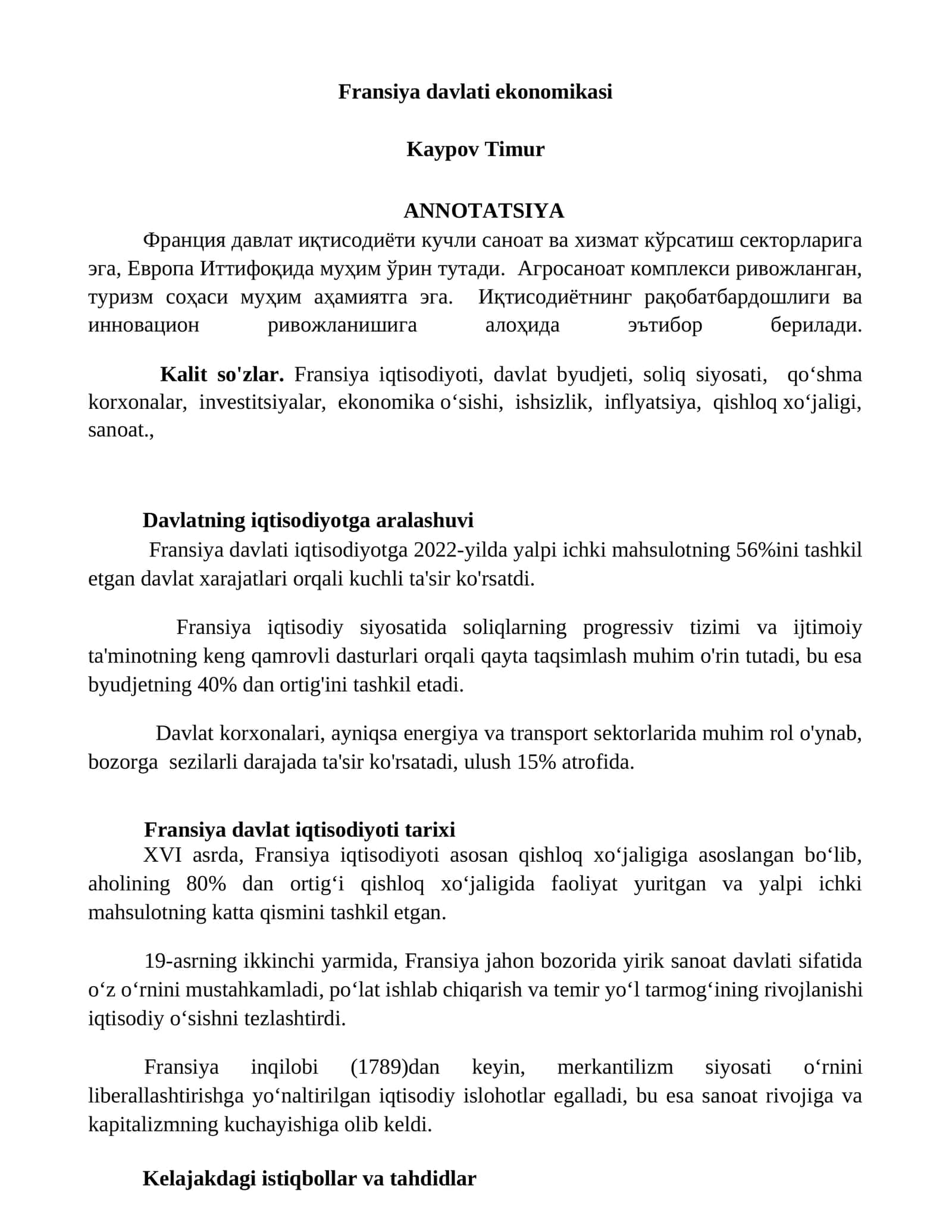 Fransiya davlati ekonomikasi 1