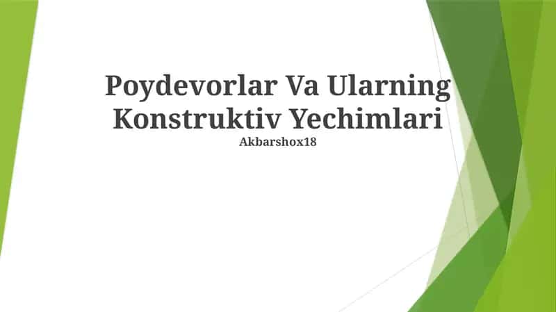 Poydevorlar Va Ularning Konstruktiv Yechimlari 1