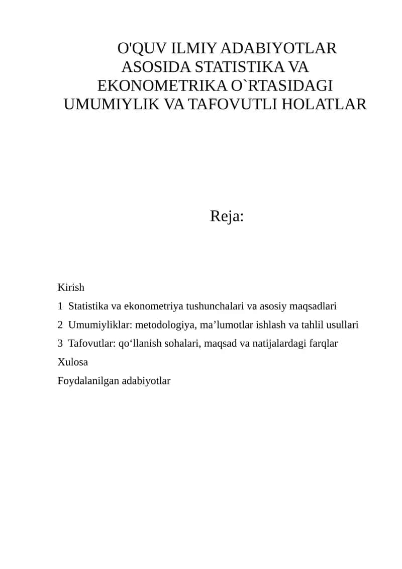 Statistika va ekonometriya 1