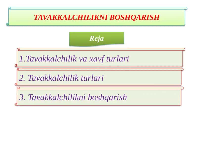 TAVAKKALCHILIKNI BOSHQARISH 1