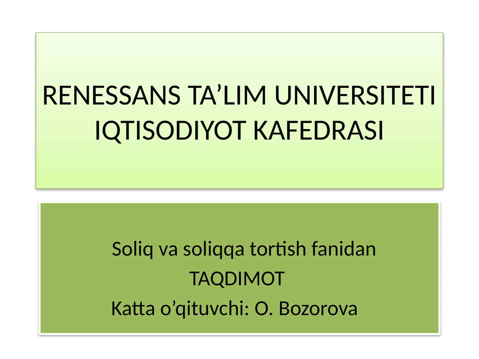 O‘zbekiston Respublikasi soliq tizimi va uning shakllanishini nazariy asoslari 1