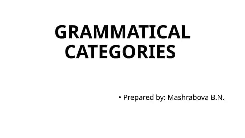 GRAMMATICAL CATEGORIES 1