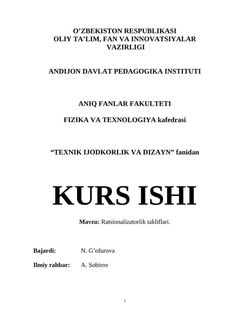 Ratsionalizatorlik Takliflari 1