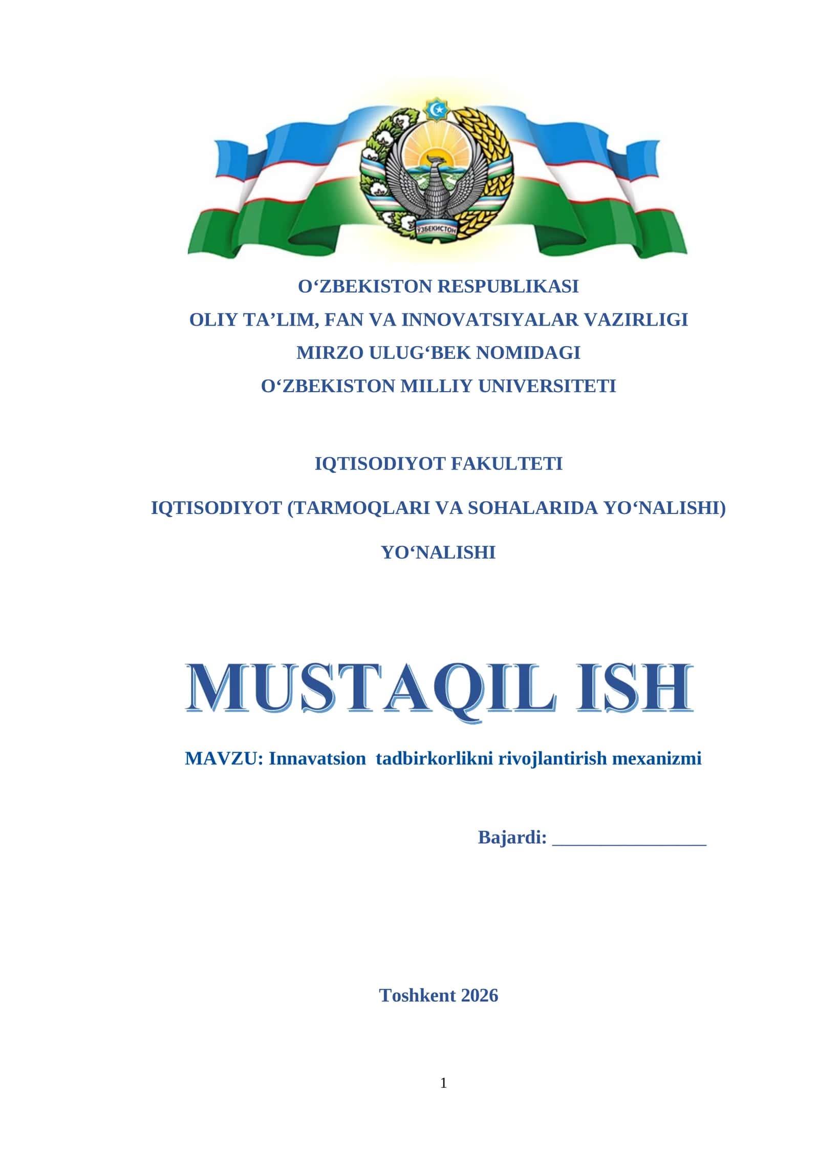 Innavatsion tadbirkorlikni rivojlantirish mexanizmi 1