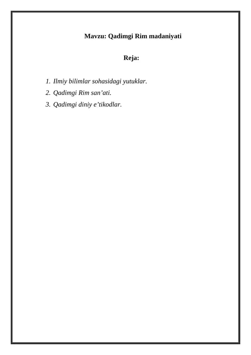 Qadimgi Rim madaniyati referat 1