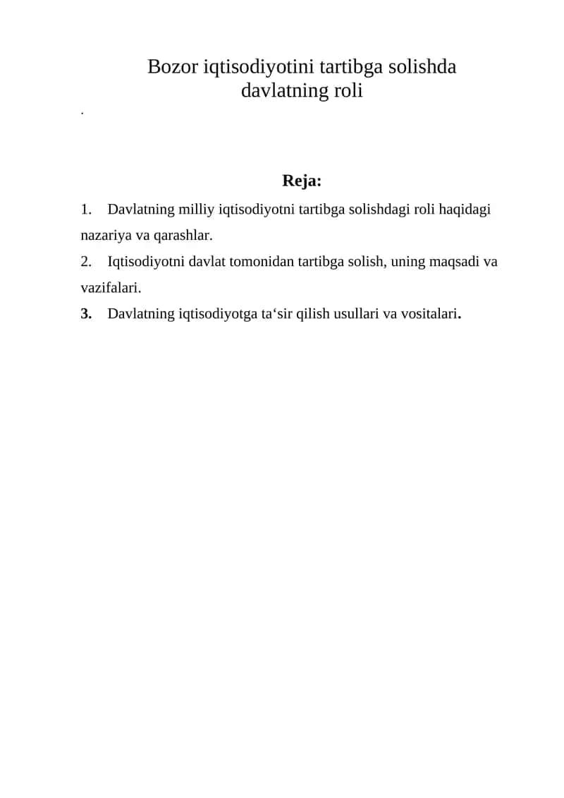 Davlatning milliy iqtisodiyotni tartibga solishdagi roli 1