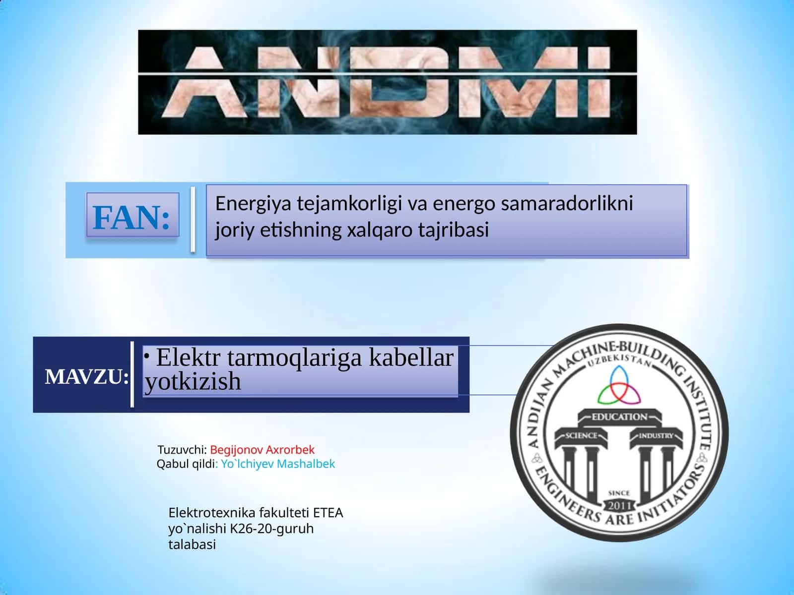 Elektr tarmoqlariga kabellaryotkizish 1