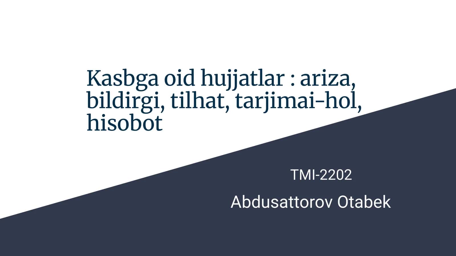Kasbga oid hujjatlar 1