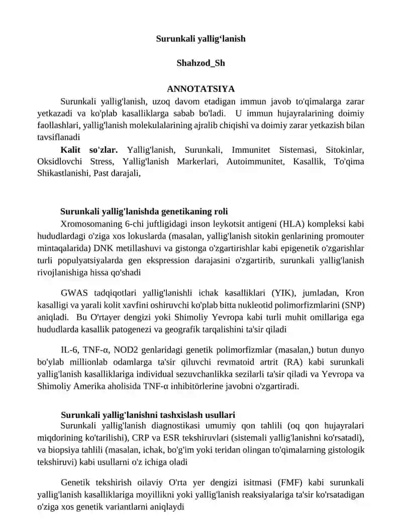 Surunkali yalligʻlanish 1