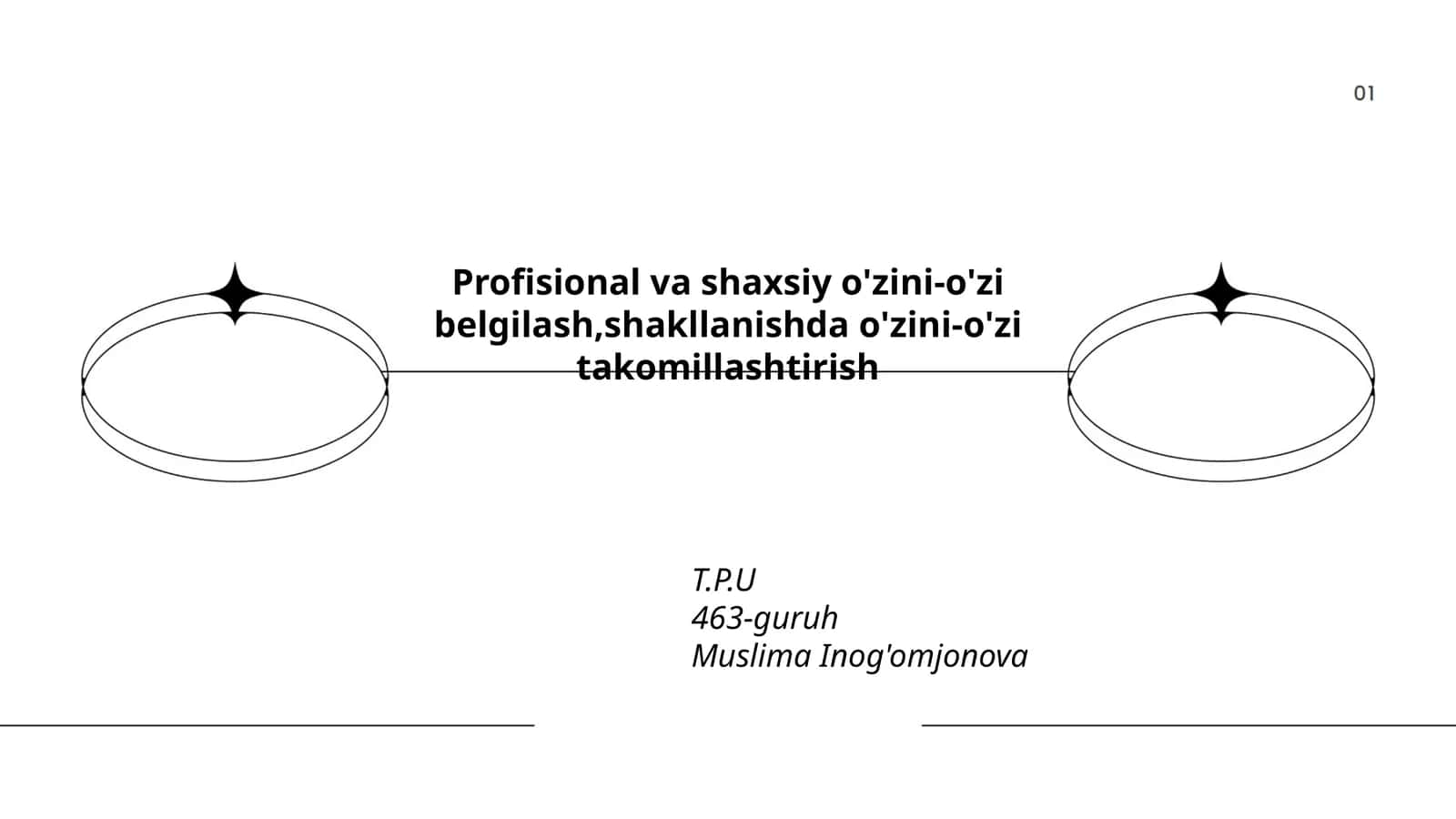 Profisional va shaxsiy o'zini-o'zi belgilash, shakllanishda o'zini-o'zi takomillashtirish 1