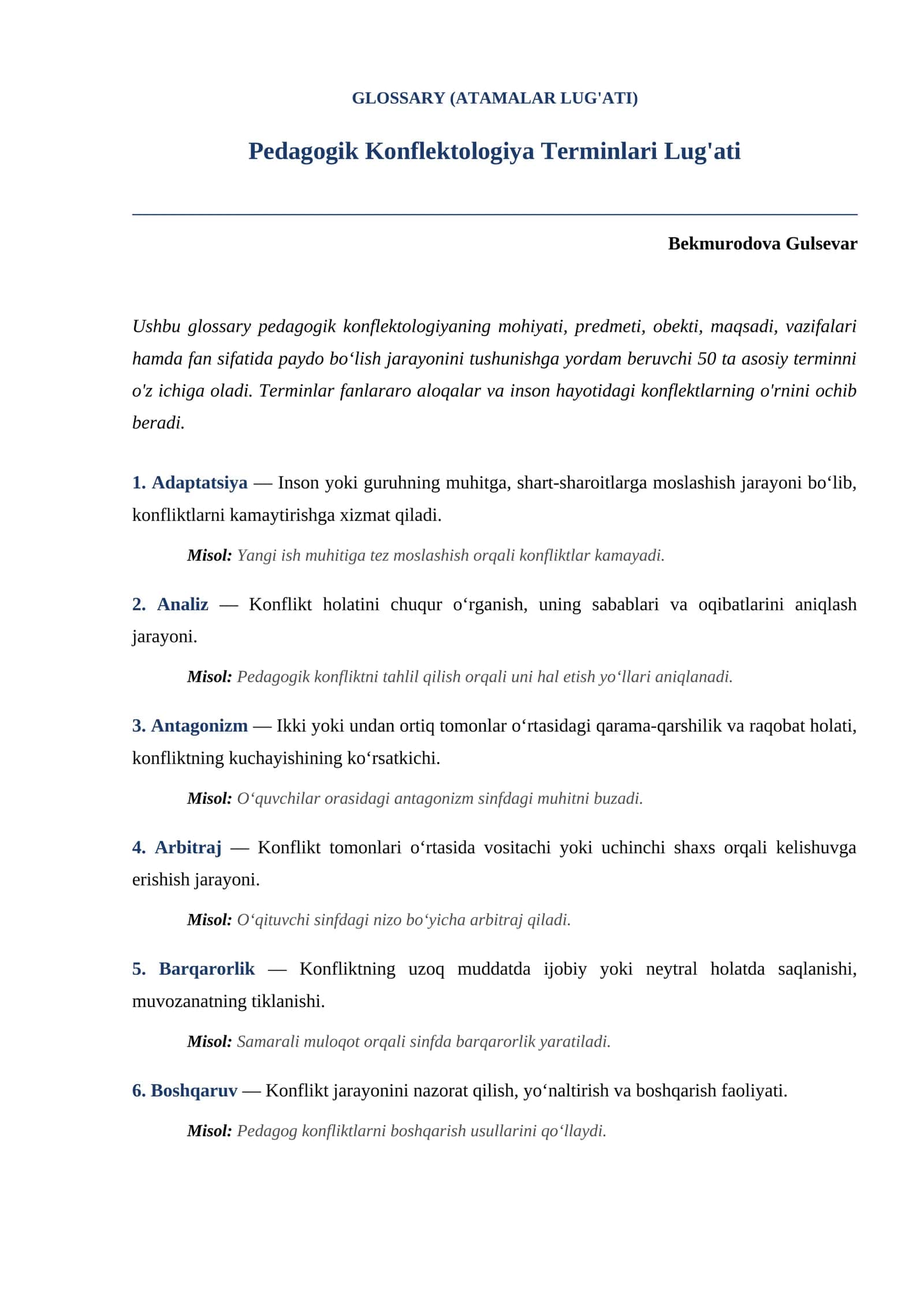 Pedagogik Konflektologiya Terminlari Lug'ati 1