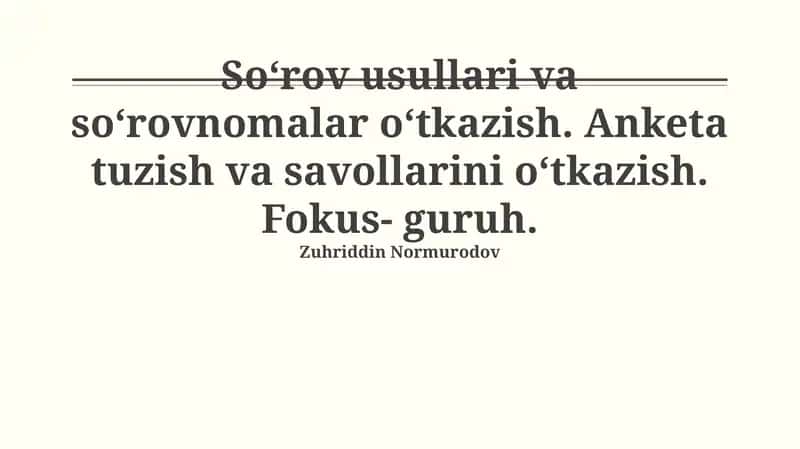 So'rov Usullari va So'rovnomalar 1
