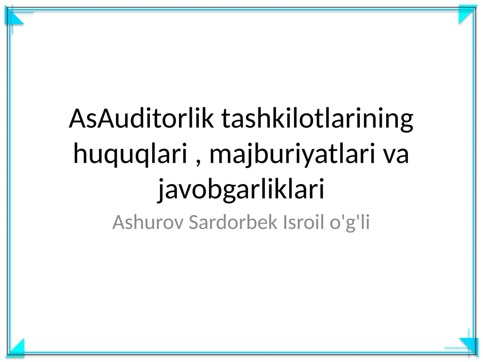 AsAuditorlik tashkilotlarining huquqlari, majburiyatlari va javobgarliklari 1