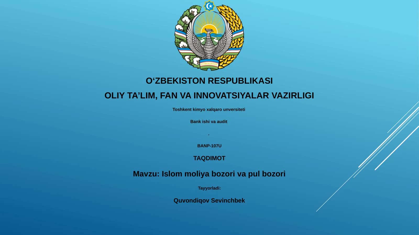 Islom moliya bozori va pul bozori 1