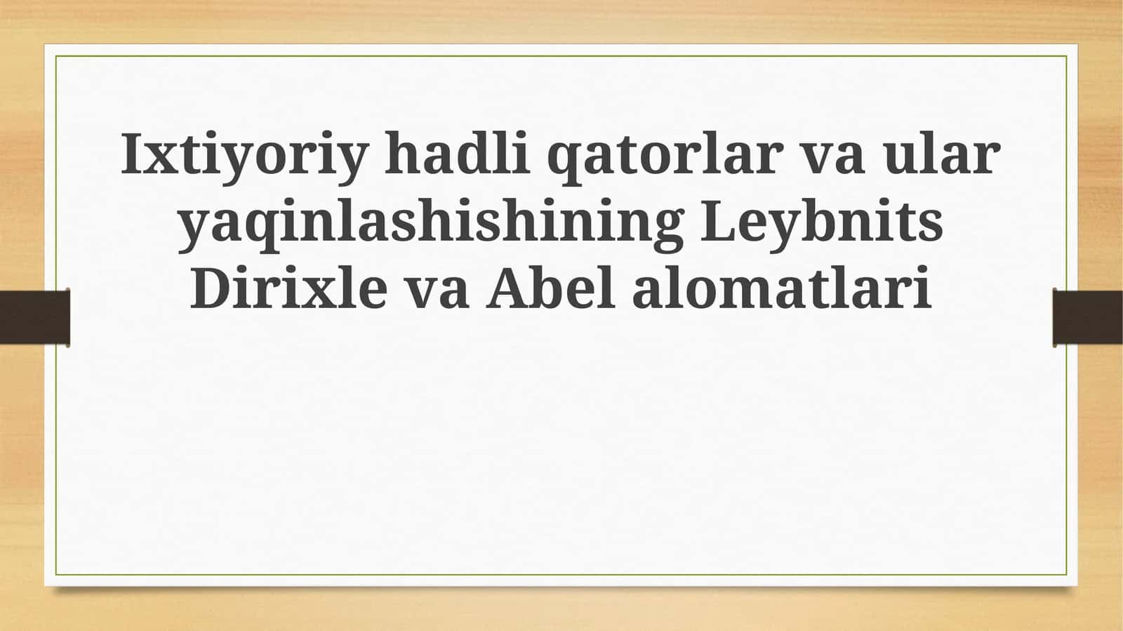 Muqobil Qatorlar va Ularning Yig'ilish Mezonlari 1