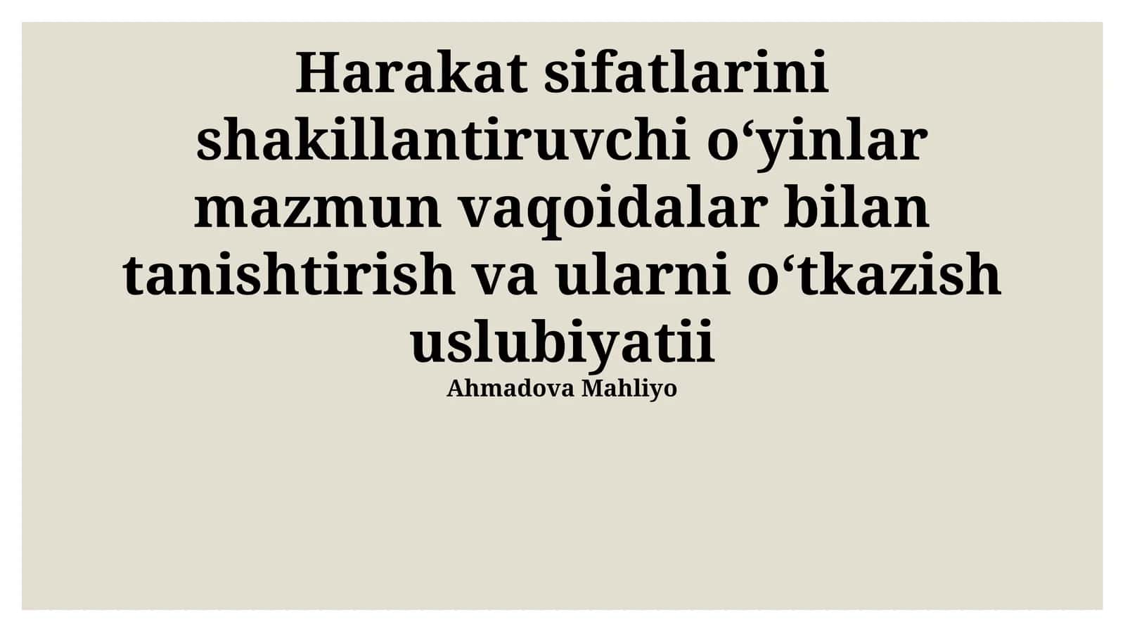 "Muvozanat" Sifatini Rivojlantiruvchi O'yinlar 1
