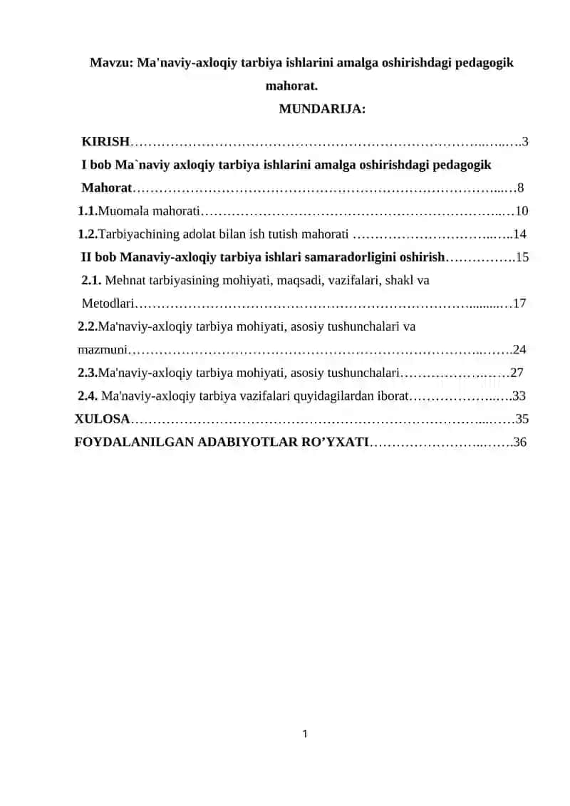 Ma'naviy-axloqiy tarbiya ishlarini amalga oshirishdagi pedagogik mahorat