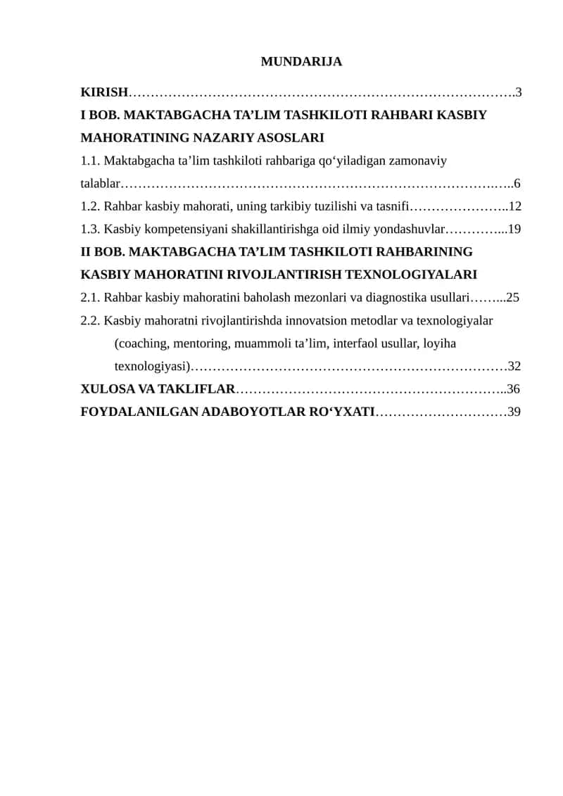 Maktabgacha ta'lim tashkiloti rahbarining kasbiy mahoratini shakllantirish va rivojlantirish 1