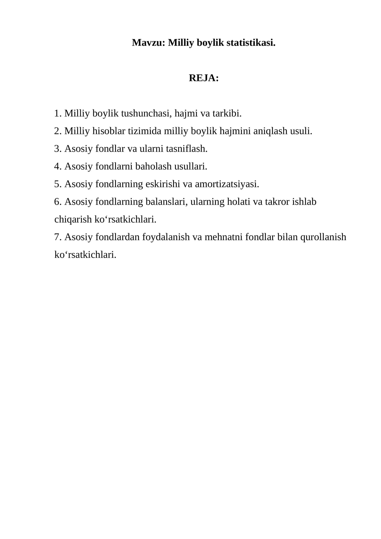 Milliy boylik statistikasi 1
