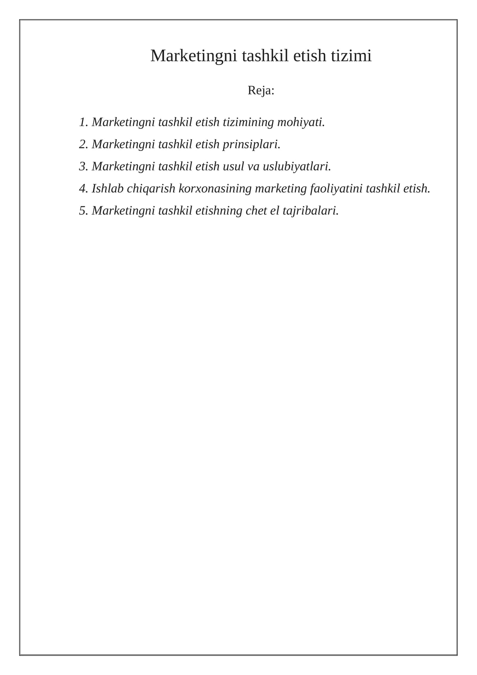 Marketingni tashkil etish tizimi 1
