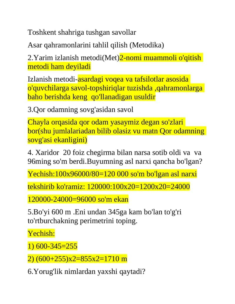 Asar qahramonlarini tahlil qilish (Metodika) 1