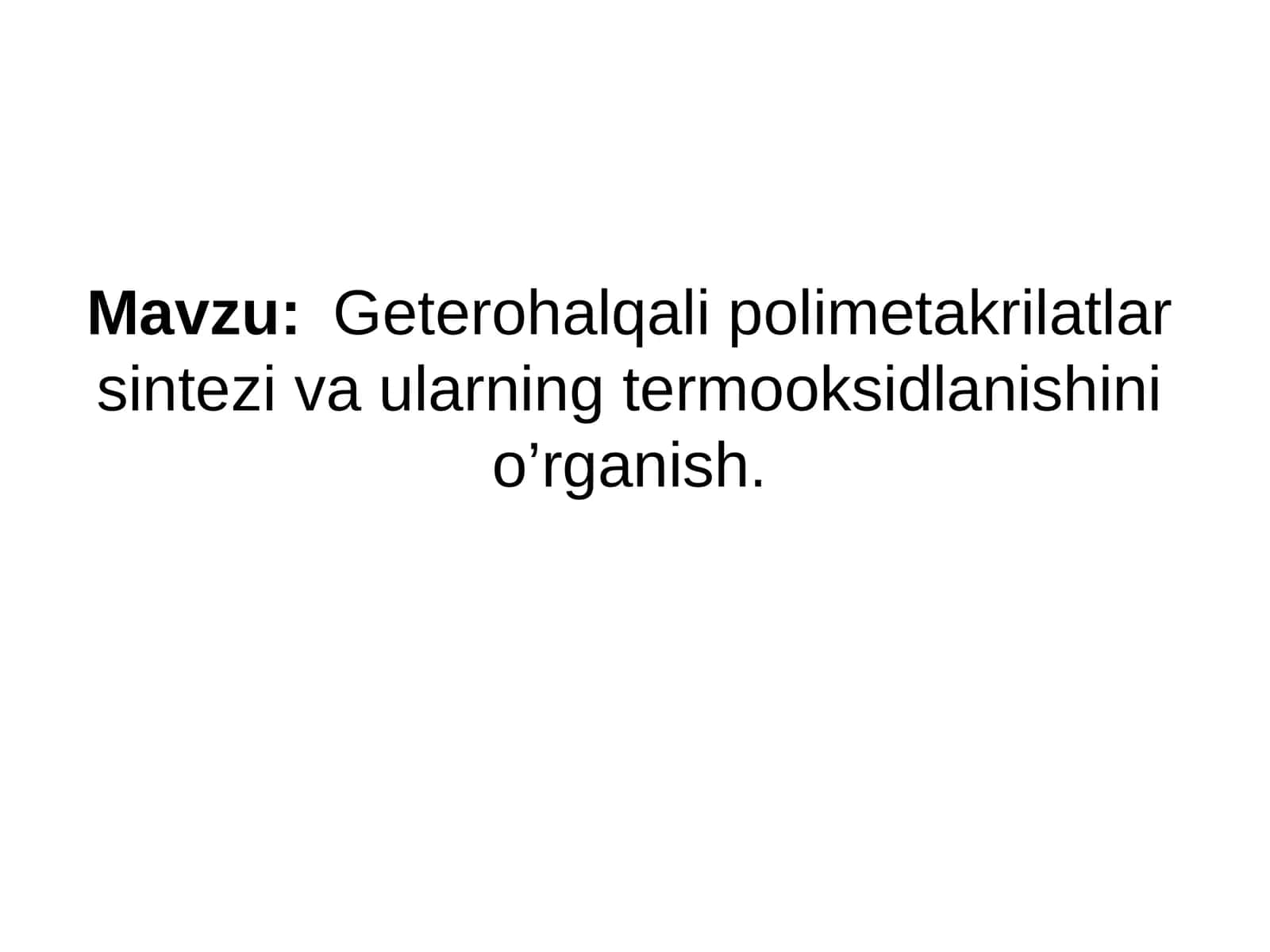 Geterohalqali polimetakrilatlar sintezi va ularning termooksidlanishini o’rganish 1