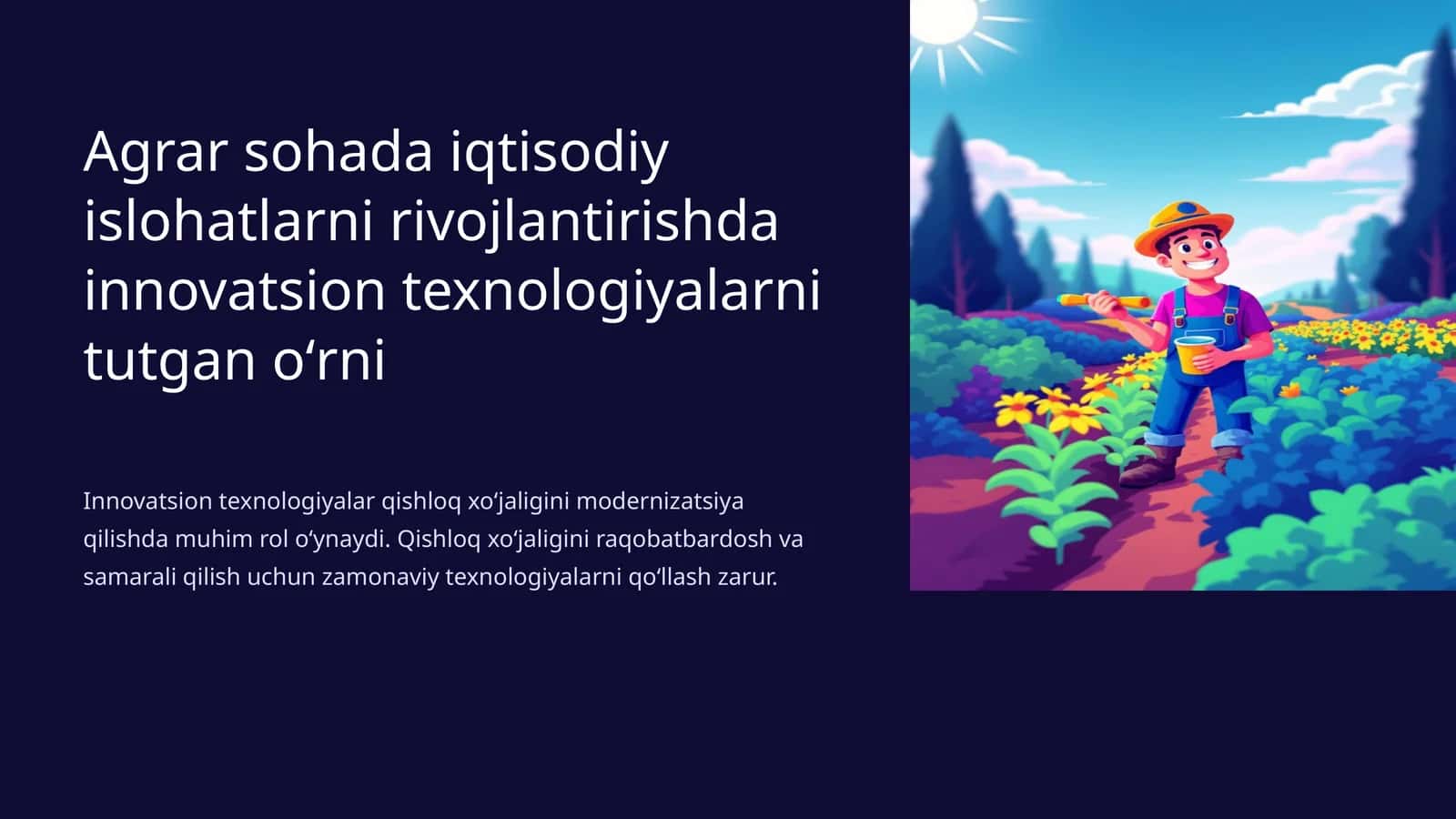 Agrar sohada iqtisodiy islohatlarni rivojlantirishda innovatsion texnologiyalarni tutgan oʻrni 1