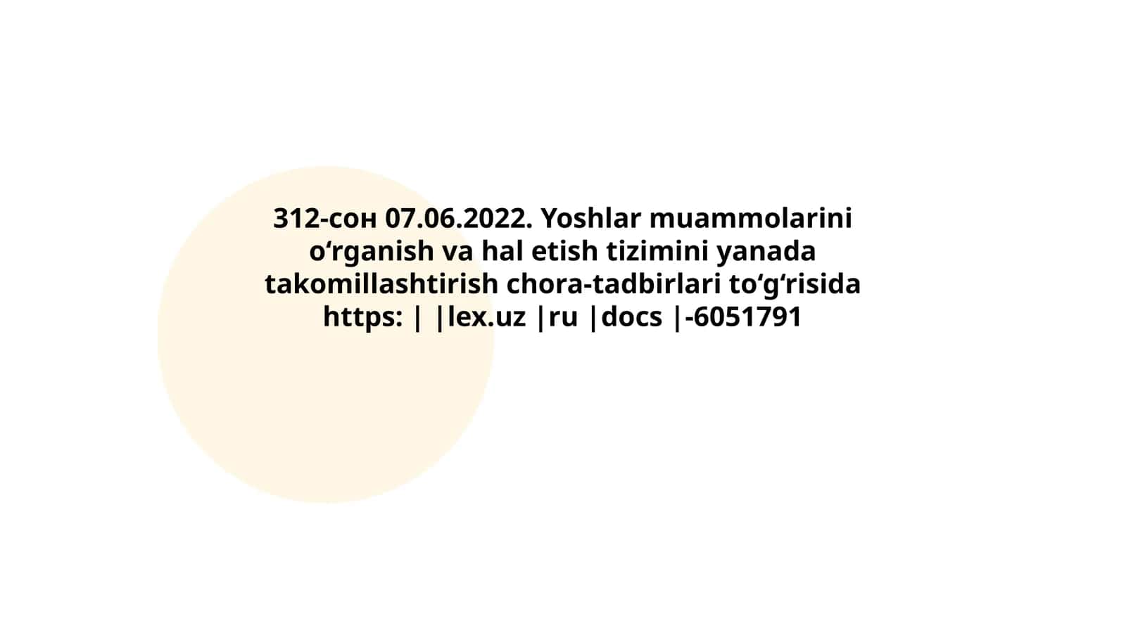 Yoshlar muammolarini o‘rganish va hal etish tizimini yanada takomillashtirish chora-tadbirlari 1