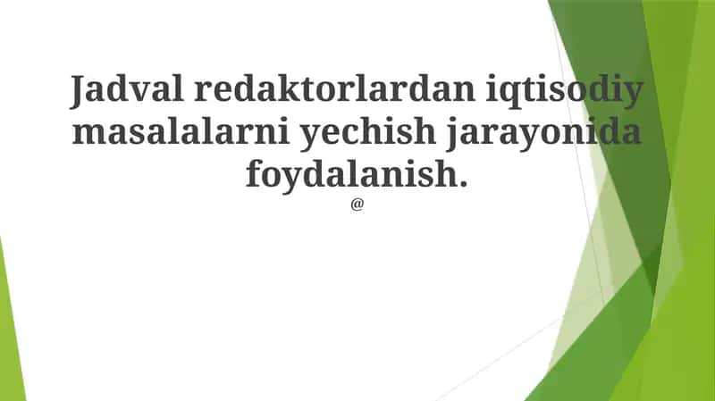 Simulyatsiya va Modellashtirish 1