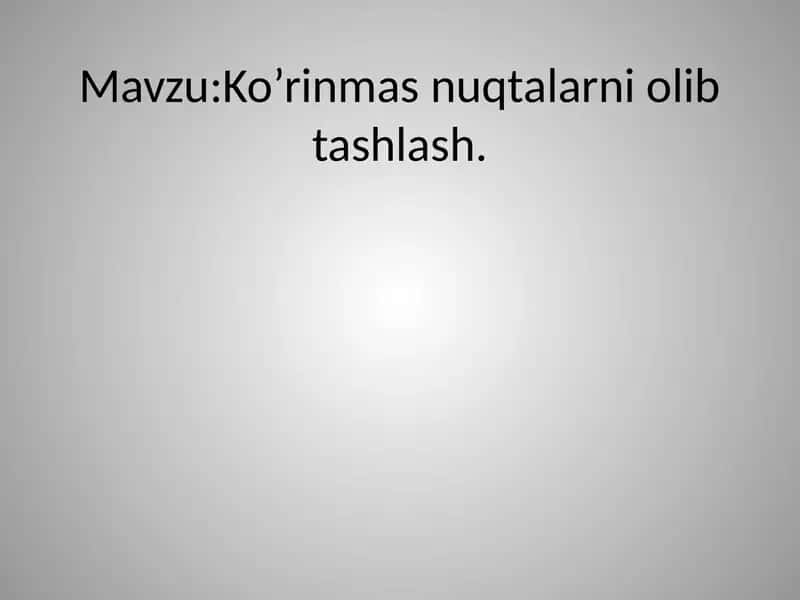 Ko’rinmas nuqtalar niolib tashlash 1