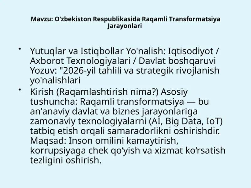 O‘zbekiston Respublikasida Raqamli Transformatsiya Jarayonlari 1