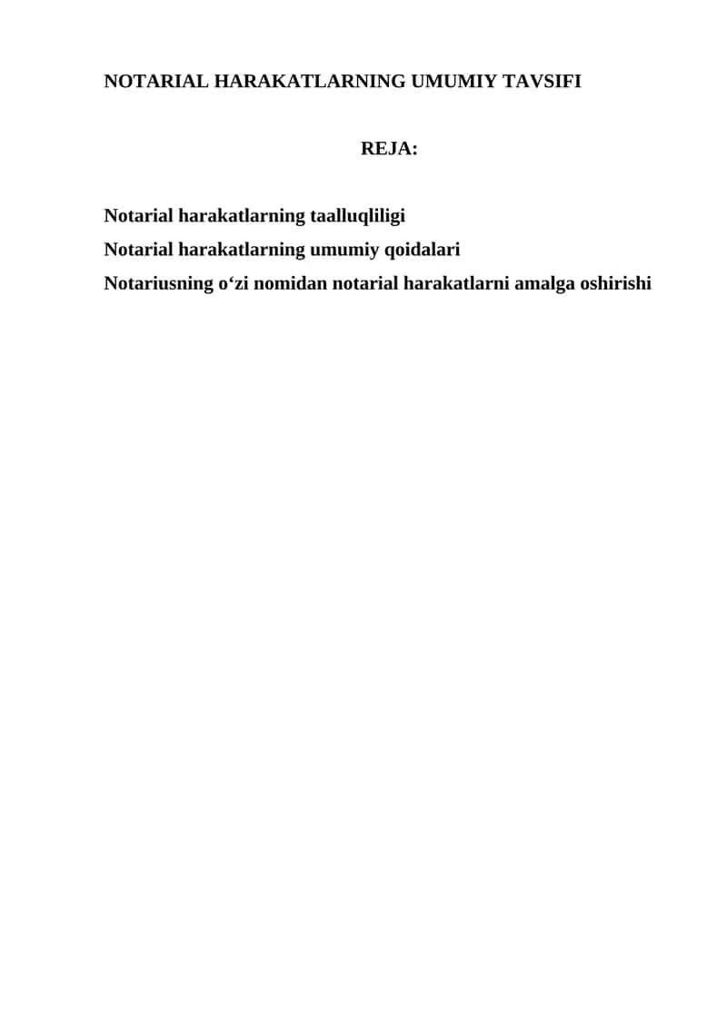NOTARIAL HARAKATLARNING UMUMIY TAVSIFI 1