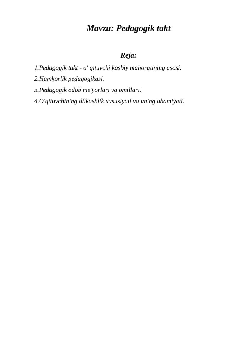 Pedagogik takt 1